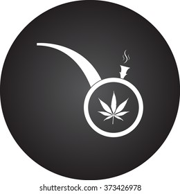 Smoking pipe marijuana simple icon on colorful round background
