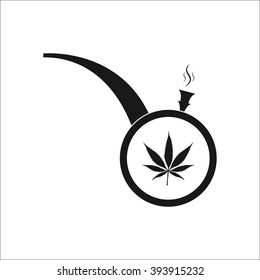 Smoking pipe marijuana simple icon on white  background