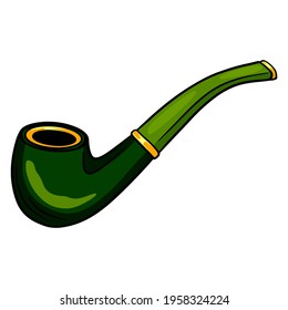 Smoking pipe. Old pipe. Tobacco pipe. St.Patrick 's Day. Cartoon style. Illustration for design and decoration.