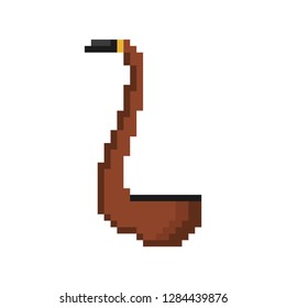 Smoking pipe pixel art isolated. Vector illustration