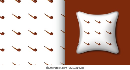 Smoking pipe seamless pattern with pillow. Vector illustration