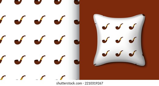 Smoking pipe seamless pattern with pillow. Vector illustration
