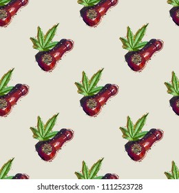 Smoking pipe seamless pattern. Pot seamless background