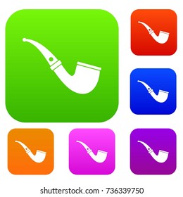 Smoking pipe set icon color in flat style isolated on white. Collection sings vector illustration