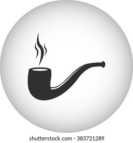 Smoking pipe simple icon  on round background