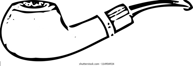 Smoking pipe sketch vector illustration
