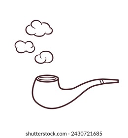 Smoking pipe with smoke. Vector illustration  on a white background.