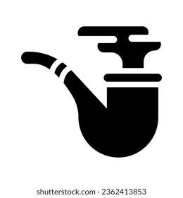 smoking pipe solid icon illustration vector graphic