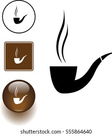 smoking pipe symbol sign and button