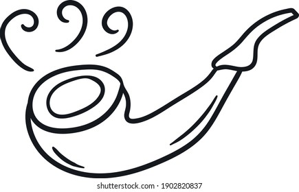 Tubo de tabaco. Herramienta para fumar. Ilustración vectorial. Contorno sobre un fondo aislado. Día de San Patricio. Estilo Doodle. EPS10