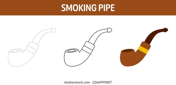 Smoking Pipe tracing and coloring worksheet for kids