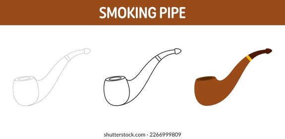 Smoking Pipe tracing and coloring worksheet for kids