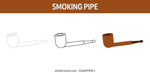 Smoking Pipe tracing and coloring worksheet for kids