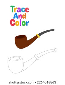 Smoking Pipe tracing worksheet for kids