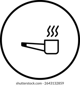 Tubo de fumagem com design de ícone de vapor, isolado em um fundo de círculo transparente