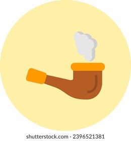 Smoking Pipe Vector Icon Flat Circle Style