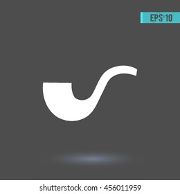Smoking pipe vector icon. Graphic symbol for web design, logo. White glyph on a gray background. Isolated sign.