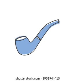 Icono del vector del tubo de fumar sobre el estilo de dibujos animados sobre fondo aislado blanco.