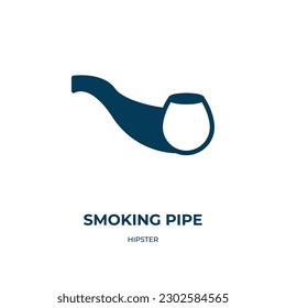icono del vector de tubo de fumar. pipa de fumar, humo, íconos rellenos de plantas del concepto de hipster plano. Icono de glifo negro aislado, elemento de símbolo de ilustración vectorial para diseño web y aplicaciones móviles