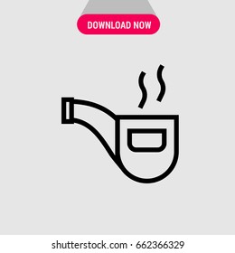 Smoking pipe vector icon, Pipe for tobacco with smoke symbol. Simple, modern flat vector illustration for mobile app, website or desktop app