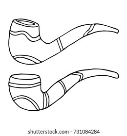 Smoking pipe vector illustration. Doodle style. Design icon, print, logo, symbol, decor, textile, paper.