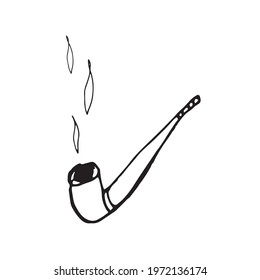 Smoking pipe. Vector illustration. Images for printing. Pirate party. An invitation to a children's birthday party. Doodle.