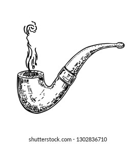 Smoking pipe. Vector illustration in sketch style. 