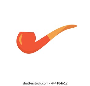 Smoking pipe vector illustration. Tobacco tube flat icon. retro nicotine pipe isolated on white background. wood classic Smoking 