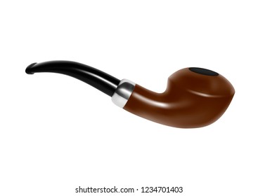 Smoking pipe. Vector illustration.Old-fashioned smoking pipe.Smoke pipe isolated on white photo-realistic vector illustration.