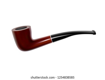 A smoking pipe in a vector on a white background.Tobacco smoking pipe in vector.Old-fashioned smoking pipe.