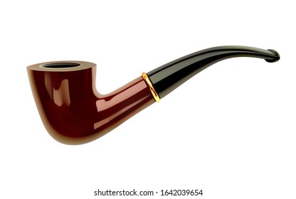 smoking pipe vector realistic illustration on white isolated background
