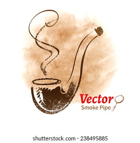 Smoking pipe. Vector sketch. Isolated.