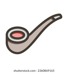 Smoking Pipe Vector Thick Line Filled Colors Icon For Personal And Commercial Use.
