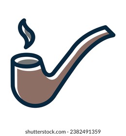 Smoking Pipe Vector Thick Line Filled Dark Colors Icons For Personal And Commercial Use.
