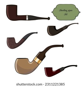 Smoking Pipes Handdrawn Vintage Set