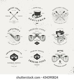 smoking pipes hipster logo set