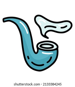 Rauchpiratrohrdoodle, flache Illustration einzeln auf weißem Hintergrund