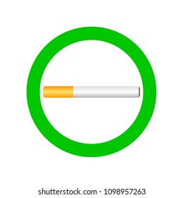 Smoking place in a green circle vector illustration on a white background