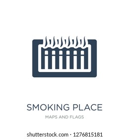 smoking place icon vector on white background, smoking place trendy filled icons from Maps and Flags collection, smoking place vector illustration