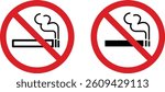 Smoking prohibited sign icon set. Restrictions public sign vector isolated on transparent background. Universally indicating restriction or prohibition symbols. Vector illustration.
