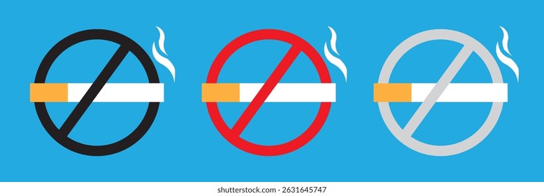 Smoking prohibited sign icon set. Restrictions public sign vector isolated on background. Universally indicating restriction or prohibition symbols. No smoking vector signs set 
