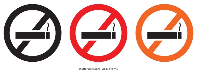 Smoking prohibited sign icon set. Restrictions public sign vector isolated on background. Universally indicating restriction or prohibition symbols. No smoking vector signs set 