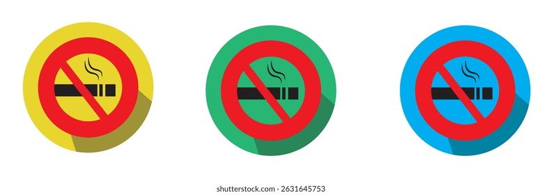Smoking prohibited sign icon set. Restrictions public sign vector isolated on background. Universally indicating restriction or prohibition symbols. No smoking vector signs set 