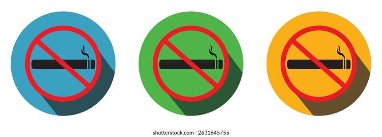 Smoking prohibited sign icon set. Restrictions public sign vector isolated on background. Universally indicating restriction or prohibition symbols. No smoking vector signs set 