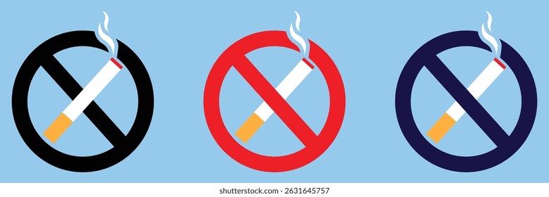 Smoking prohibited sign icon set. Restrictions public sign vector isolated on background. Universally indicating restriction or prohibition symbols. No smoking vector signs set 