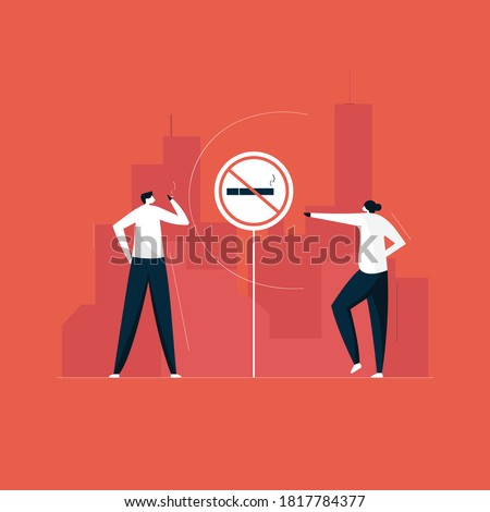 smoking prohibited sign, no smoking zone and social problem concept