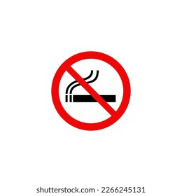 Signo de prohibición de fumar Vector plano aislado en fondo blanco