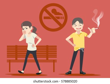 Smoking in public places. Warning in social. Failure to take care of themselves.