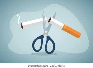 smoking, Quit smoking. Scissors cut off cigarettes