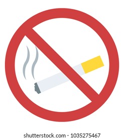 Smoking restricted sign flat icon 